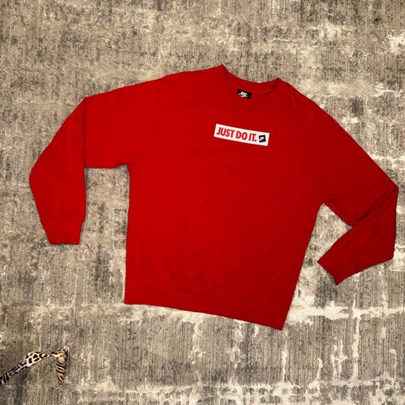 Nike Men’s Nike “Just Do It” Crewneck Red Size M - Picture 1 of 15